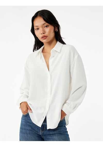 Koton Aerobin Kumaş Düğmeli Klasik Yaka Uzun Kollu Oversize Gömlek Kırık Beyaz 6wal60004ıw Ekru Koton Aerobin Kumaş Düğmeli Klasik Yaka Uzun Kollu Oversize Gömlek Kırık Beyaz 6wal60004ıw Ekru
