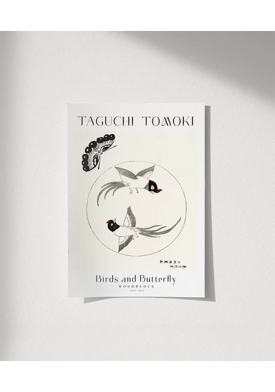 Çerçevesiz Poster Taguchi Tomoki Kuşlar Ve Kelebek