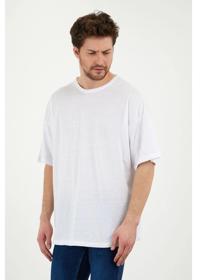 Unisex Siyah Beyaz Oversize Bol Kesim Basic 2 Li Paket Tshirt Beyaz