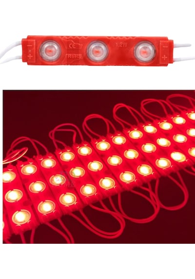 Kırmızı 3 Ledli Kablolu Parmak Led 12 V 5 Adet