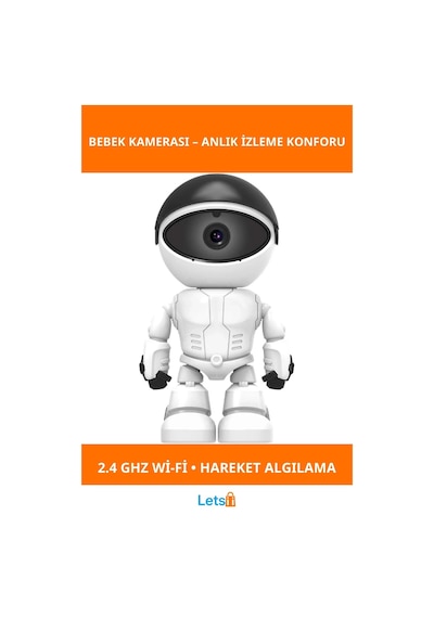 Robot Görünümlü Wi Fi Bebek Kamerası 355 Hareketli Gece Görüşlü