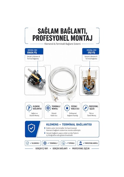 Viko Seyyar Uzatma Kablosu 30 Metre 3x2.5 Mm Cca Kablo Viko Erkek Dişi Fiş Klemensli Terminalli Topraklı Tse Ce Belgeli 30 M