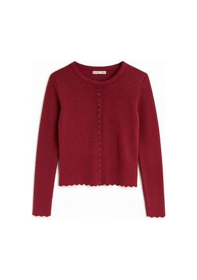 Mixray 6972 Kadın Fitilli Basic Triko Hırka Bordo