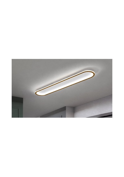 Eskitme Gold 80x16cm Oval Avize 6500k Soğuk Beyaz Led Lambası