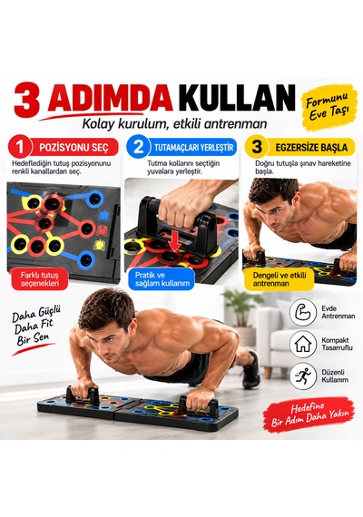 Katlanabilir Şınav Tahtası Çok Pozisyonlu Push Up Board Şınav Barı