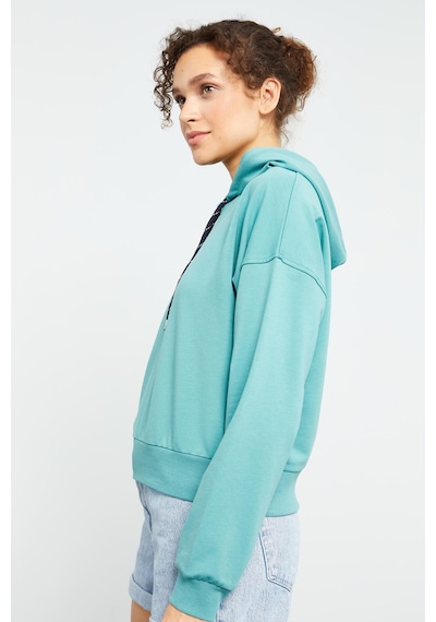 Tommy Life Mint Yeşili Uzun Kol Rahat Form Kapüşonlu Kadın Sweatshirt - 97115 Mint Yeşili