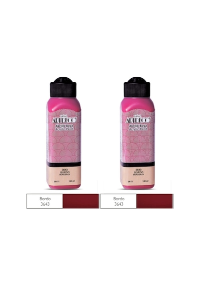 2 Li Akrilik Boya 140 Ml Renk Seçmeli Canlı Ve Pastel 3643 - Bordo