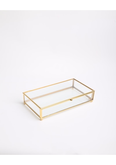 Amara Dekoratif Cam Kutu 25x14x7 Gold Altın