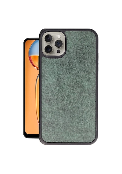 Apple Uyumlu iPhone 15 Pro Max Kılıf Aras Deri Kapak Koyu Yeşil/
