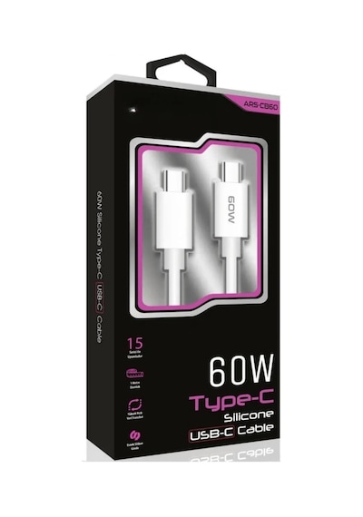 60w Usb-c Type-c Silikon Şarj Kablosu Hızlı Şarj, Dayanıklı Ve Esnek Tasarım, Tüm Usb-c Cihazlarla Uyumlu Lisinya