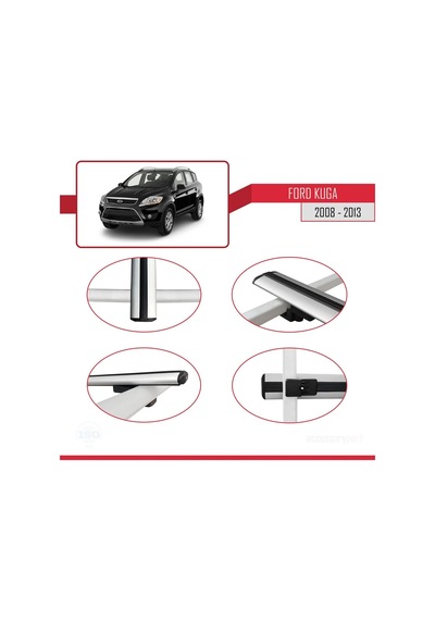 Ford Kuga 2008-2013 Arası İle Uyumlu Basic Model Ara Atkı Tavan Barı Gri 3 Adet