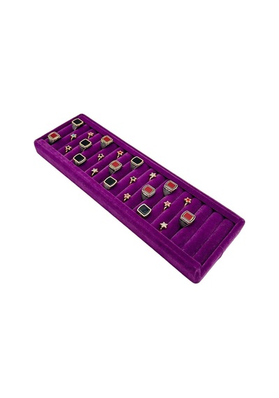 Yüzük Küpe Koldüğmesi Takı Standı Mor Uzun 34 X 11 Cm