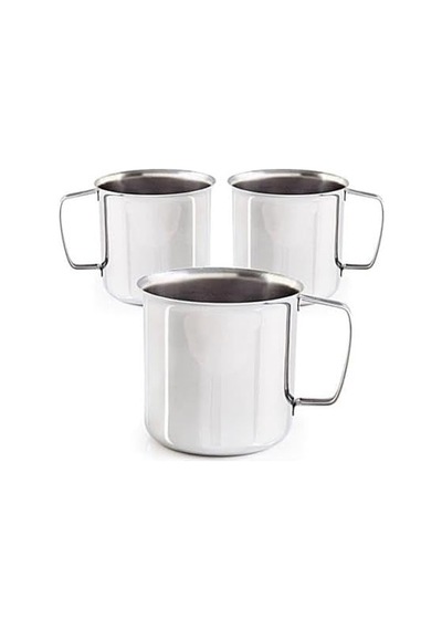 Tr 3 Adet Kırılmaz Tabldot Bardağı Paslanmaz Çelik Metal Su Bardağı 250ml Ömürlük Kulplu Kupa Bardak Diğer