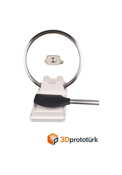 3dprototürk Tezgah Üstü Tencere Kapağı Ve Kaşık Tutucu Pratik Mutfak Düzenleyici