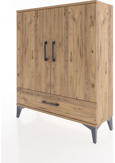 Arges Şifonyer 2 Raflı Tek Çekmeceli 2 Kapaklı 88x30x106 Çam-çam Çam