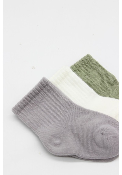 Erturkstore Koala Boy 3'lü Penye Soket Çorap 10133 Gri Çok Renkli