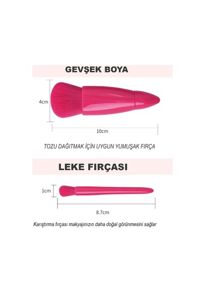 Taşınabilir 5'li Aynalı Makyaj Fırça Seti Göz Farı Fondöten Allık Karıştırma Seti Al4500 Belirtilmemiş