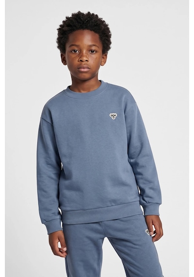 Hummel Pamuklu Logolu Loose Fit Bisiklet Yaka Sweat Unisex Çocuk Sweat 232950-2828 Mavi