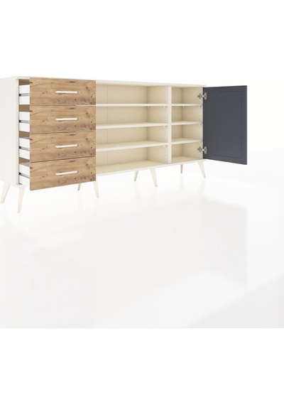 Arges Konsol 6 Raflı 4 Çekmeceli Tek Kapaklı 176x30x83 Aytaşı-antrasit/çam Antrasit/çam Arges Konsol 6 Raflı 4 Çekmeceli Tek Kapaklı 176x30x83 Aytaşı-antrasit/çam Antrasit/çam