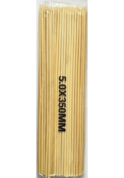 Ahşap Bambu Sivri Uçlu Patates Kızartma Çubuğu Çöp Şiş - Boy:35 Cm. / En:5 Mm. -50 Adetlik 1 Paket