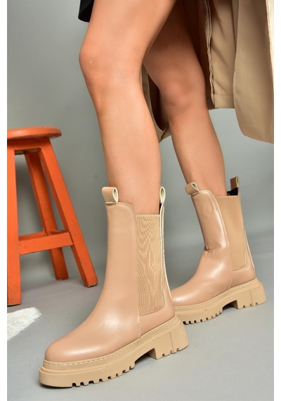 Fox Shoes N280349009 Ten Kalın Tabanlı Günlük Kadın Bot Ten