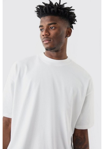 T-shirt - Pour Homme Baskılı Oversize Bisiklet Yaka Kısa Kol Beyaz Tişört Beyaz