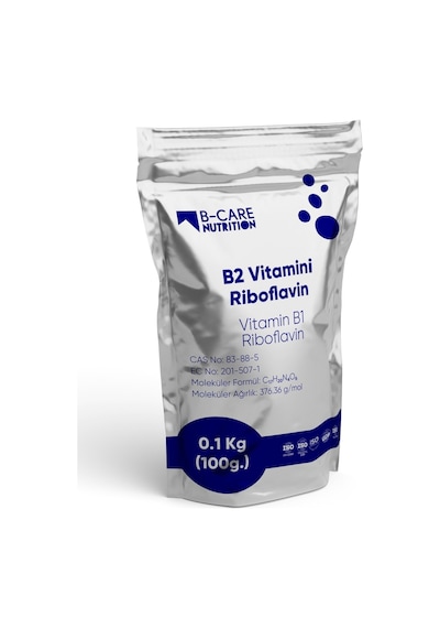 B-care Nutrition Vitamin B2 Riboflavin Toz Hammadde 0.10 Kg 100g.