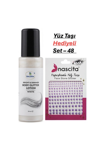 Vücut Losyonu Beyaz Simli 125 Ml & Yüz Taşı Hediyeli-48
