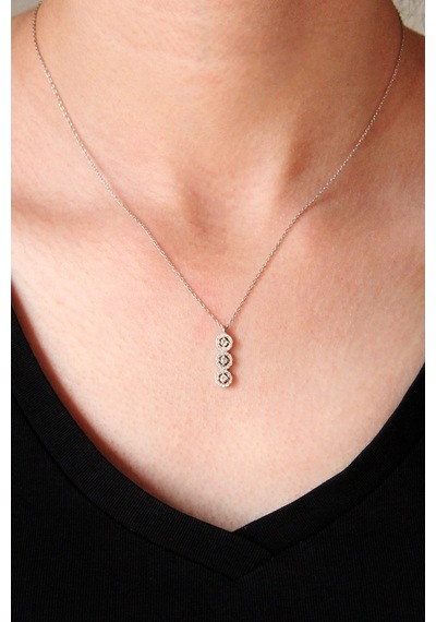 Zirkon Taşlı Gümüş Çiçek Dizisi Kolye - N138901