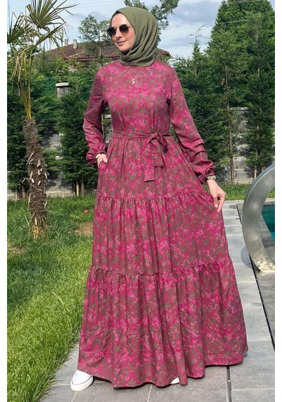 Rabia Şamlı Betül Gül Kurusu Elbise Normal