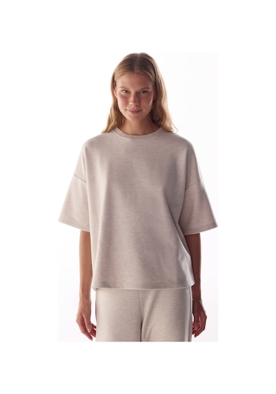 Penti Bej Melanj Sıcak Tutan Kısa Kollu Oversize Bluz Bg61