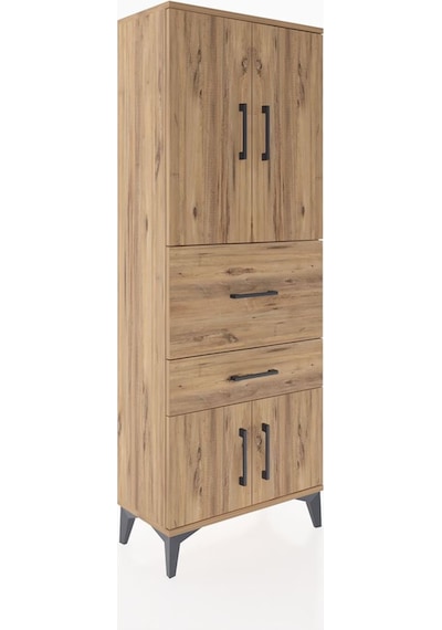 Arges Dolap 3 Raflı 2 Çekmeceli 4 Kapaklı 60x30x163 Çam-çam Atlas Çam