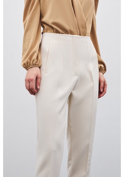 Sateen Yüksek Bel Pensli Pantolon - Bej-135708 Bej