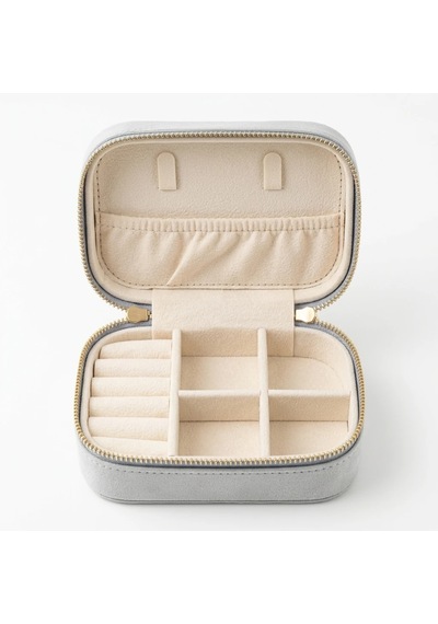 Takı Kutusu Düzenleyici Seyahat Çantası Kolye Yüzük Küpe Organizer Kadife Bebe Mavisi 12cmx8cm