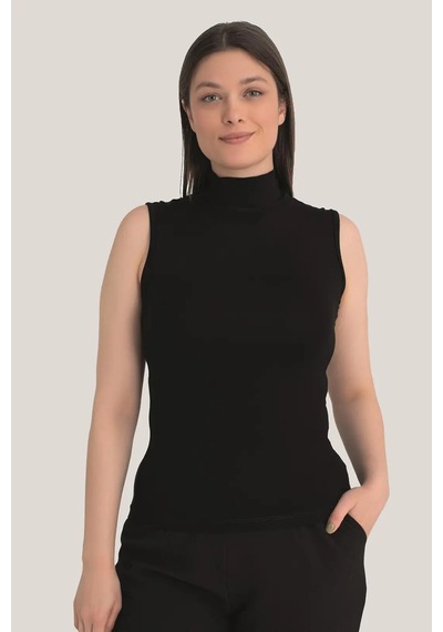 Hadpols Premium Kadın Siyah Balıkçı Yaka 2'li Kolsuz Body Günlük Tarz