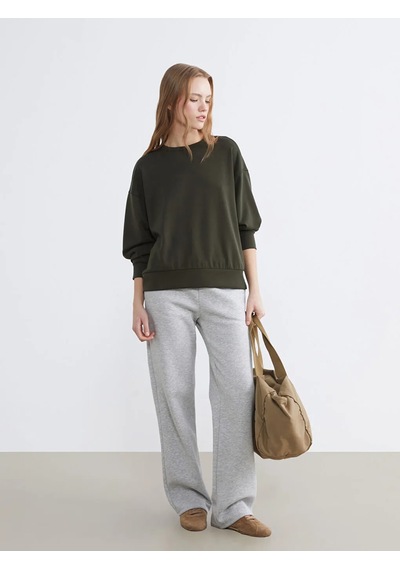 Lc Waikiki Haki Soft Touch Oversize Kadın Sweatshirt