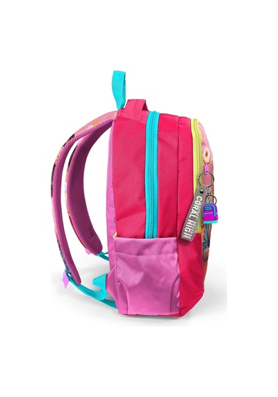 Coral High Pembe Fashion Girl Desenli Kız Çocuk İlkokul Ve Ortaokul Sırt Çantası - Üç Bölmeli Çok Renkli