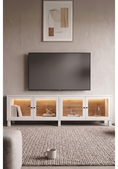 Yurudesign Yoda Temperli Cam Kapaklı Neon Led Işıklı Tv Ünitesi Tv Sehpası Vitrin Ahşap Ayaklı Sepet-beyaz Yd14-sw Yurudesign Yoda Temperli Cam Kapaklı Neon Led Işıklı Tv Ünitesi Tv Sehpası Vitrin Ahşap Ayaklı Sepet-beyaz Yd14-sw
