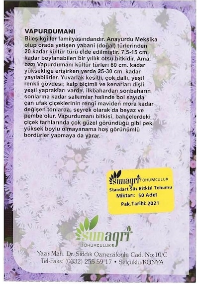 SunaGRi Vapur Dumanı Çiçek Tohumu