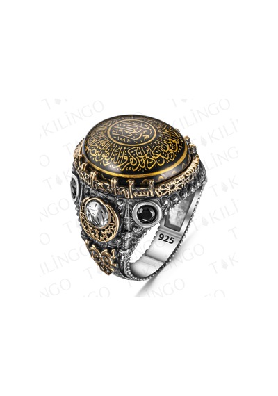Takılingo 925 Ayar Gümüş Nazar Duası İşlemeli Usta İşi Erkek Yüzük Gümüş