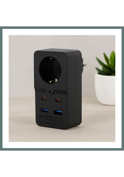 Ventra Termal Akım Korumalı Duvar Prizi - 1 Priz, 2xusb, 2xtype-c 10a/2500w Siyah Ventra
