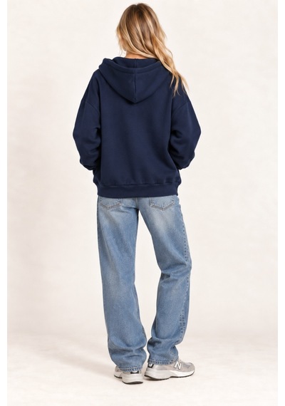 Cool Tarz Unisex Oversize Fermuarlı Kapüşonlu Sweatshirt 3 İplik Şardonlu Lacivert Lacivert Cool Tarz Unisex Oversize Fermuarlı Kapüşonlu Sweatshirt 3 İplik Şardonlu Lacivert Lacivert