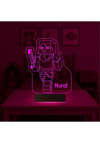 Luvivia Çocuk Odası Hediye Robot Çizgi Film Tasarım Kişiye Özel 3d Lamba - Masa Gece Lambası Şeffaf