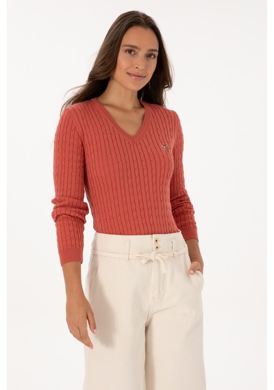 U.S. Polo Assn. Kadın Gül Kurusu V Yaka Basic Kazak 50307700-VR026 U.S. Polo Assn. Kadın Gül Kurusu V Yaka Basic Kazak 50307700-VR026