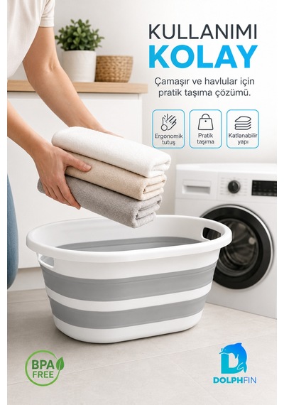 Katlanır Sele 35 Lt Ev Dolap Banyo Düzenleyici Organizer Beyaz-gri