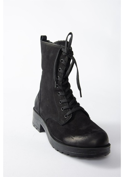 Fox Shoes Siyah Hakiki Deri Nubuk Günlük Kadın Postal Bot N555400101 Siyah Nubuk