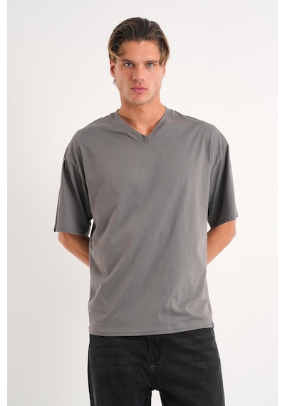 Alexander Gardi Alexandergardı V Yaka Oversize T-shirt E24-742a Koyu Gri