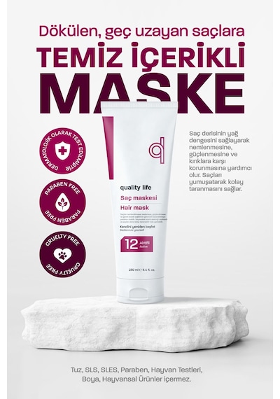 Quality Life Ql 8 Aktifli Aşırı Yıpranmış ve Kuru Saçlar İçin Saç Maskesi 250 ML