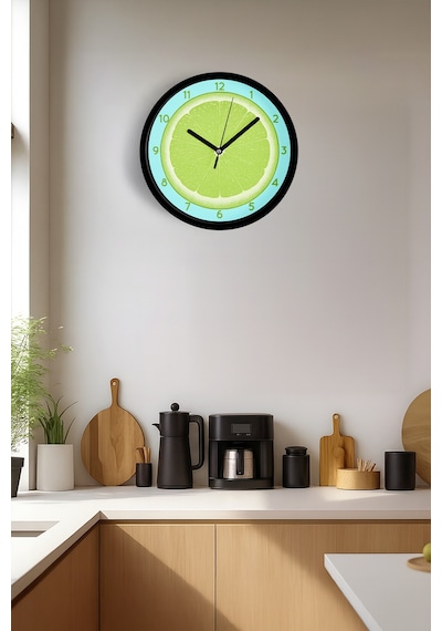 Lime Modern Tasarım Duvar Saati - 30cm - Önü Camlı Siyah Kasa - Sessiz Mekanizma-jh0336 Siyah