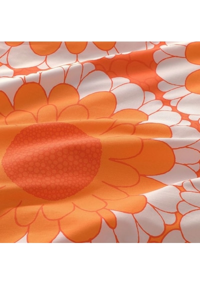 Ikea Kransmalva Tek Kişilik Nevresim Takımı 150 X 200 Cm Beyaz - Turuncu Çok Renkli